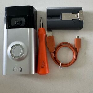 3 RING Video Doorbell with Battery & Orange Accessories